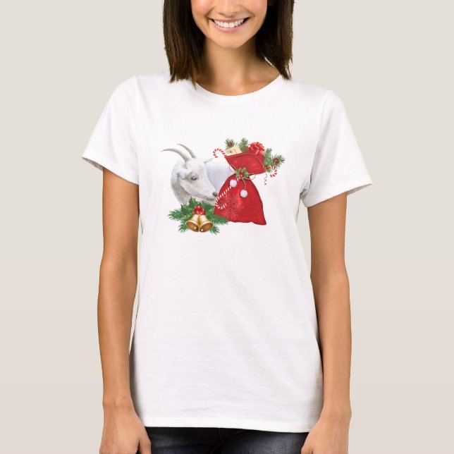 T-shirt Chèvre Saanen Avec Esprit De Vacances (Devant)