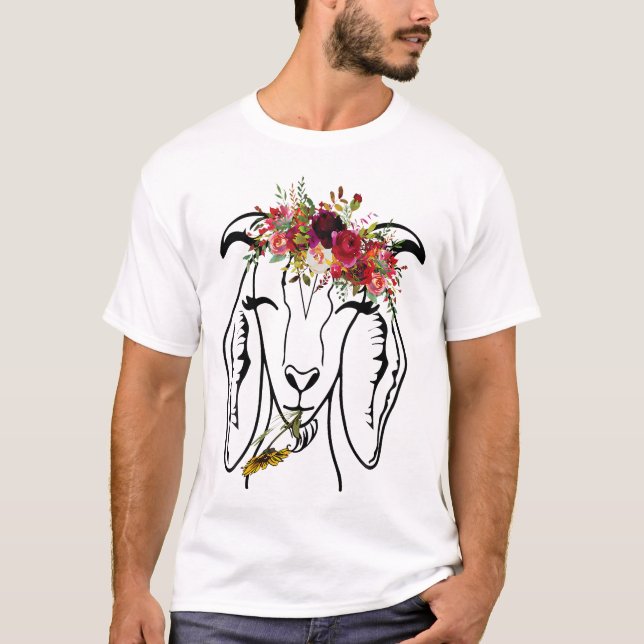 T-shirt Chèvres Floral Bandana Headband - Animal de ferme  (Devant)