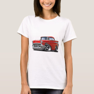 T-shirt Chevy 1957 Belair Rod d'un rouge ardent