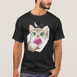 T-shirt Chewing-gum bubble cat Félin mignon