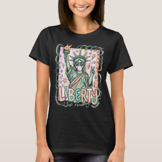 T-shirt Chewing-gum patriotique drôle de la Statue de la L