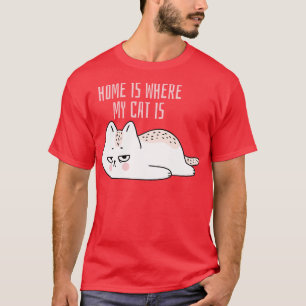 T-shirt Chez moi, mon chat est un slogan amusant