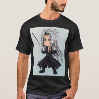 T-shirt Chibi antihéros aux cheveux argentés