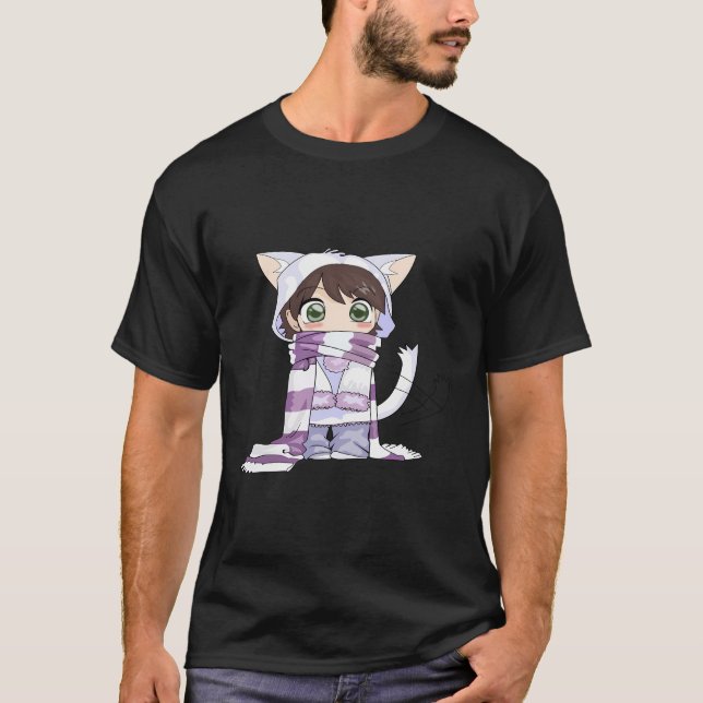 T-shirt Chibi Cat Anime Girl (Devant)