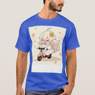 T-shirt Chibi Cute Girl Ride Scooter