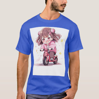 T-shirt Chibi fille faire du vélo
