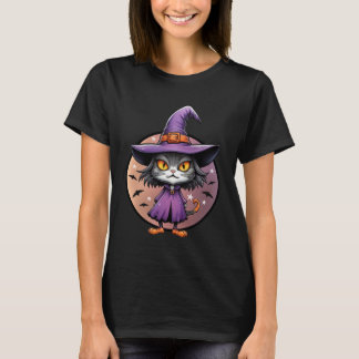 T-shirt Chibi Halloween sorcière chat