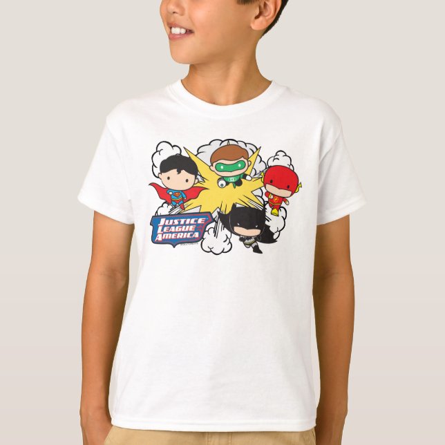 T-shirt Chibi Justice League of America Explosion (Devant)