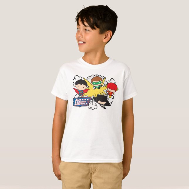 T-shirt Chibi Justice League of America Explosion (Devant entier)