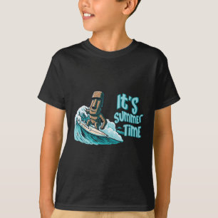 T-shirt Chibi Moai Mood Surf Heure d'été Plage Océan Se