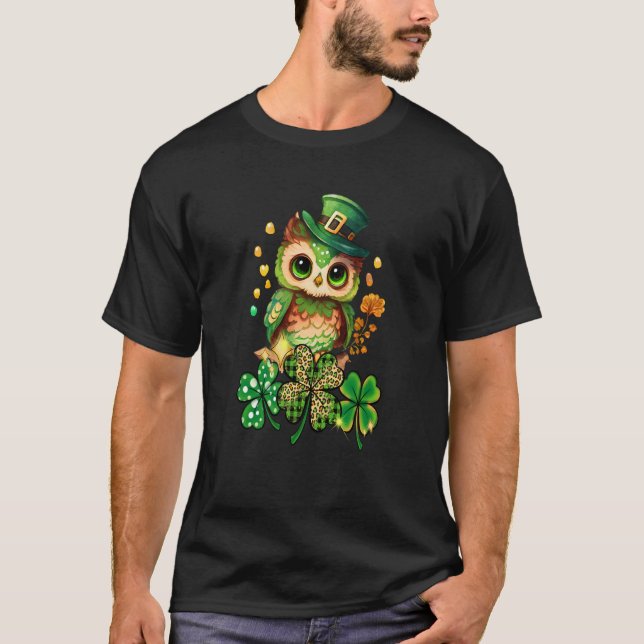 T-shirt Chibi Owl Adorable St Patrick's Day Bird Cute C (Devant)