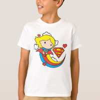 Chibi Supergirl volant arc-en-ciel