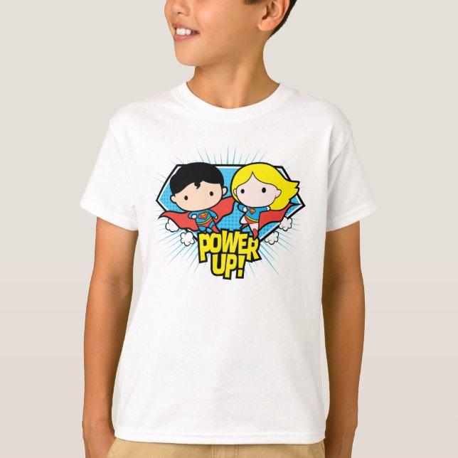 T-shirt Chibi Superman & Chibi Supergirl Power Up! (Devant)