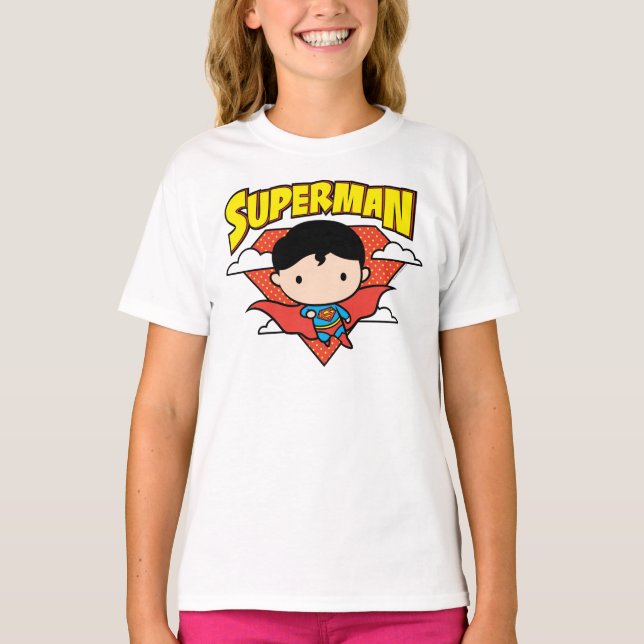 T-shirt Chibi Superman Polka Dot Shield et nom (Devant)