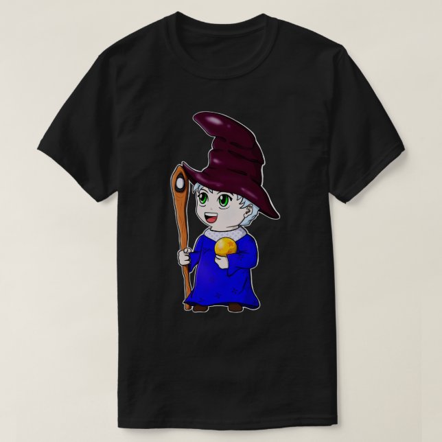 T-shirt Chibi Wizard Cute Magician Character (Design devant)