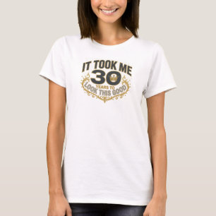 T-shirt Chic Bleu TOOK 30 LOOK GOOD 2D Design Visuel