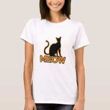 Chic Feline Charme - Orange ‘MEOW’ Chat Silhouette