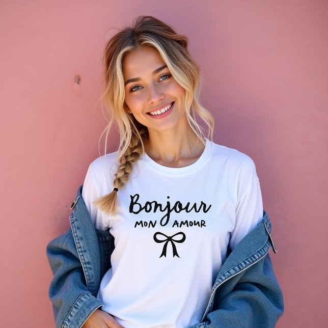 T-shirt Chic French Bow Coquette | Bonjour Mon Amour (Créateur téléchargé)