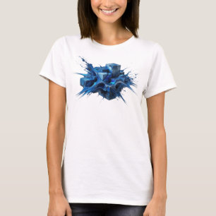 T-shirt Chic Navy Cubes Abstraits Graphisme