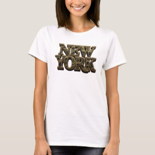 T-shirt Chic Orange NEW YORK Texte Art 3D
