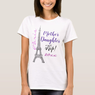 T-shirt Chic Pink Paris Tour Eiffel Voyage Fille Mère