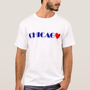 T-shirt Chicago coeur rouge lettres bleues