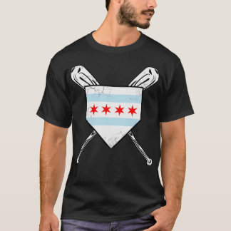T-shirt Chicago Flag Baseball Home Plate Sports