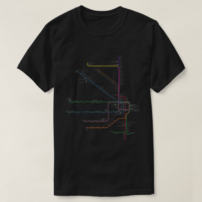 T-shirt Chicago Gift l Carte CTA train L surélevé métro Tr (Design devant)