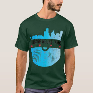 T-shirt Chicago House Music - Skyline Vinyl Record DJ
