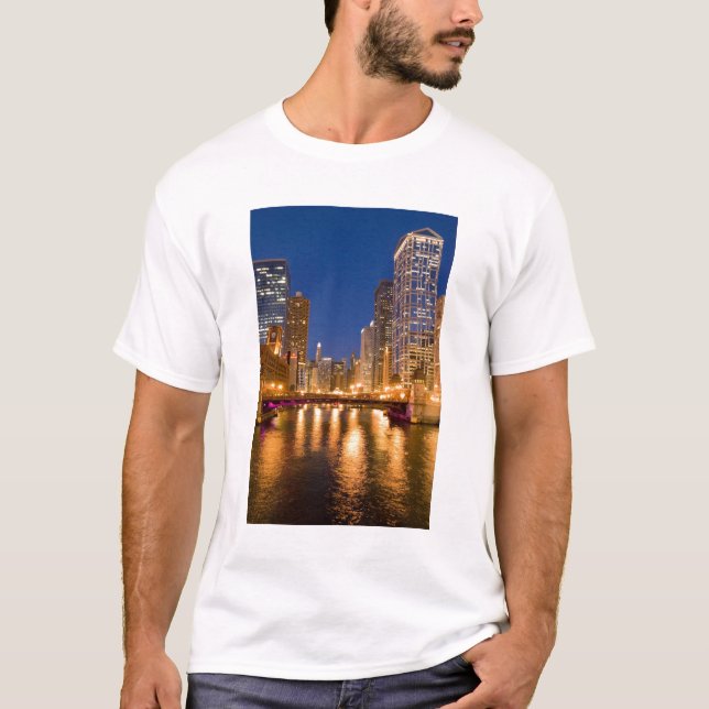 T-shirt Chicago, Illinois, Skyline et Chicago River à (Devant)