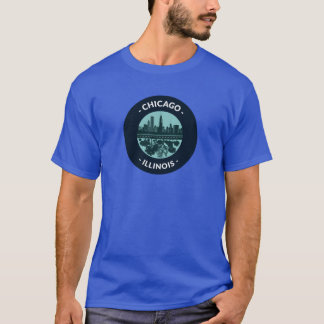 T-shirt Chicago Illinois Skylines et arbres surdimensionné
