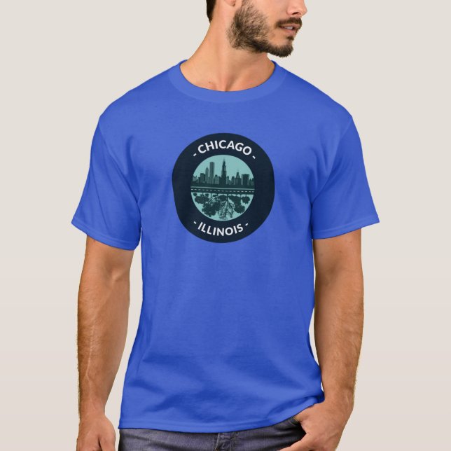 T-shirt Chicago Illinois Skylines et arbres surdimensionné (Devant)
