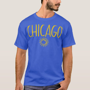 T-shirt Chicago Illinois Sun Dessin Texte manuscrit Ambe