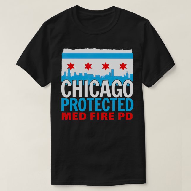 T-shirt Chicago Protected Fire PD, Chicago Souvenir (Design devant)