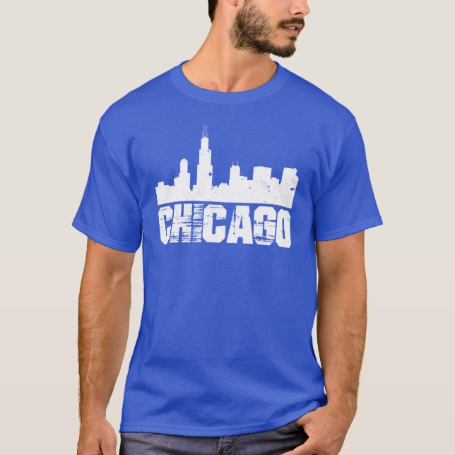 T-shirt Chicago Skyline Design Inverted Oversized (Devant)