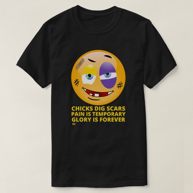 T-shirt "CHICICS DIG SCARS" drôle émoticônes (Design devant)