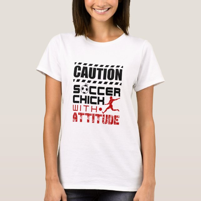 T-shirt Chick de football avec l'attitude drôle Joueur Ado (Devant)