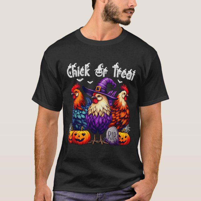 T-shirt Chick Or Treat Funny Halloween Witch Soky Cute Chi (Devant)