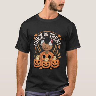 T-shirt Chick Or Treat Mignon Halloween Automne Amoureux d