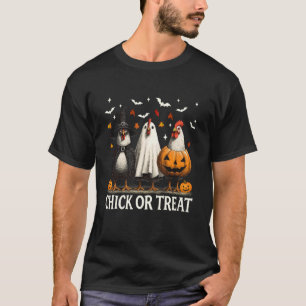 T-shirt Chick Or Treat Poulet Effrayant Halloween Saison E