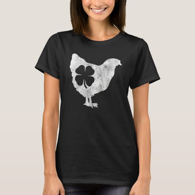 T-shirt Chicken Bird Hen Shamrock St Patrick's Day Saint P (Devant)