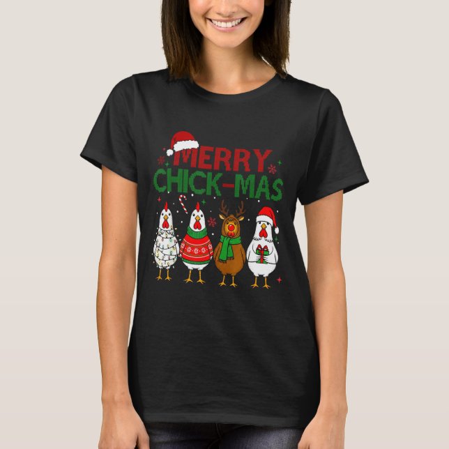 T-shirt Chicken Christmas Santa Hat Merry Chickmas Xmas Fa (Devant)
