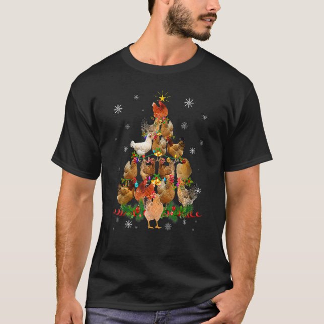 T-shirt Chicken Christmas Tree Pet Chicken  Christmas (Devant)
