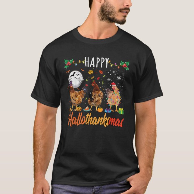 T-shirt Chicken HalloThanksMas Halloween Autumn Christmas  (Devant)