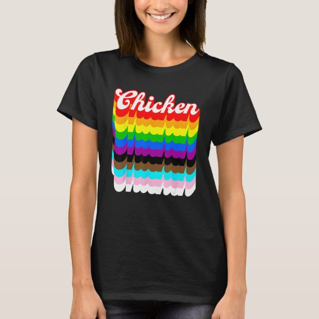 T-shirt Chicken LGBTQ pride rainbow (Devant)