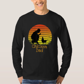 T-shirt Chicken Papa Vintage Retro Sunset Chicken Farmer