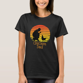 T-shirt Chicken Papa Vintage Retro Sunset Chicken Farmer