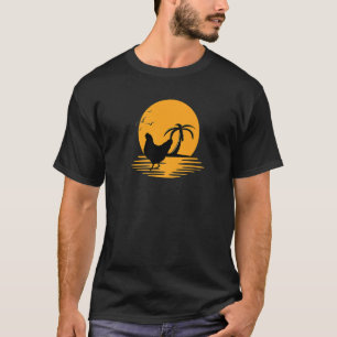 T-shirt Chicken Retro Sunset Funny Farmer