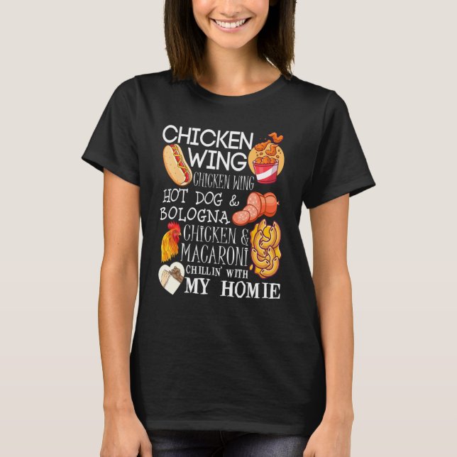 T-shirt Chicken Wing Chicken Wing Chanson Lyric Hotdog Bol (Devant)