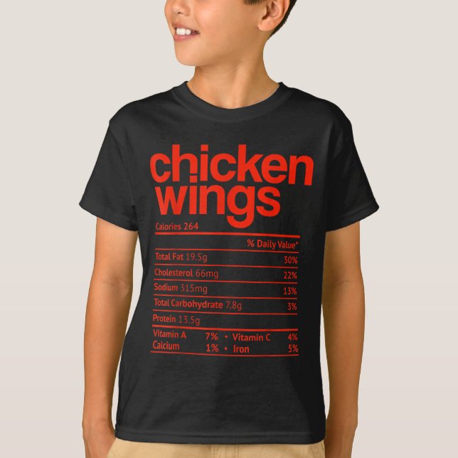 T-shirt Chicken Wings Nutrition Fact Funny Thanksgiving Ch (Devant)
